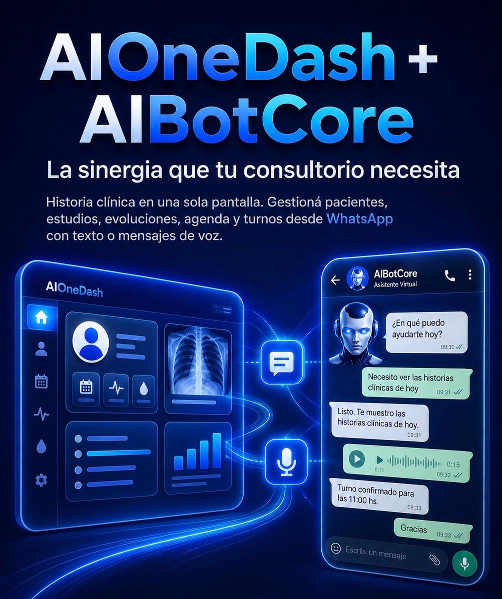 AIOneDash y AIBotCore, la sinergia que tu consultorio necesita